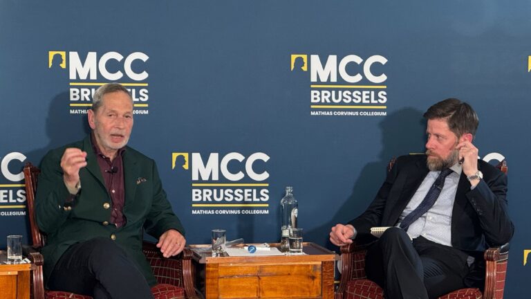 Frank Furedi (R) and Matthew Karnitsching at the May 20, 2026 launch of the book In Defence of Populism