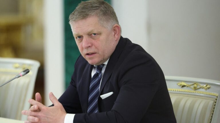 Slovak Prime Minister Robert Fico in Moscow on May 9, 2026