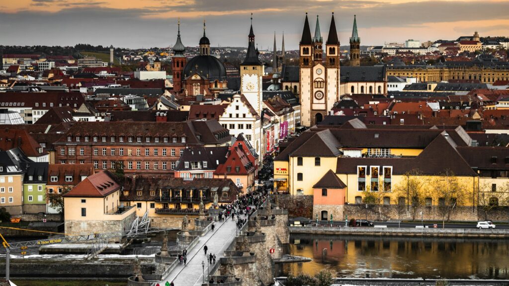 A view of the Old Town of Würzburg, Bavaria