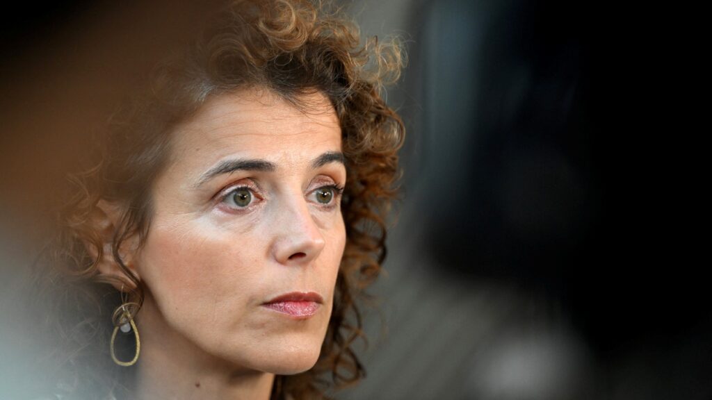 Netherlands’ Environment Minister Sophie Hermans gives a press statement during an Environment Council in Brussels on November 4, 2025.