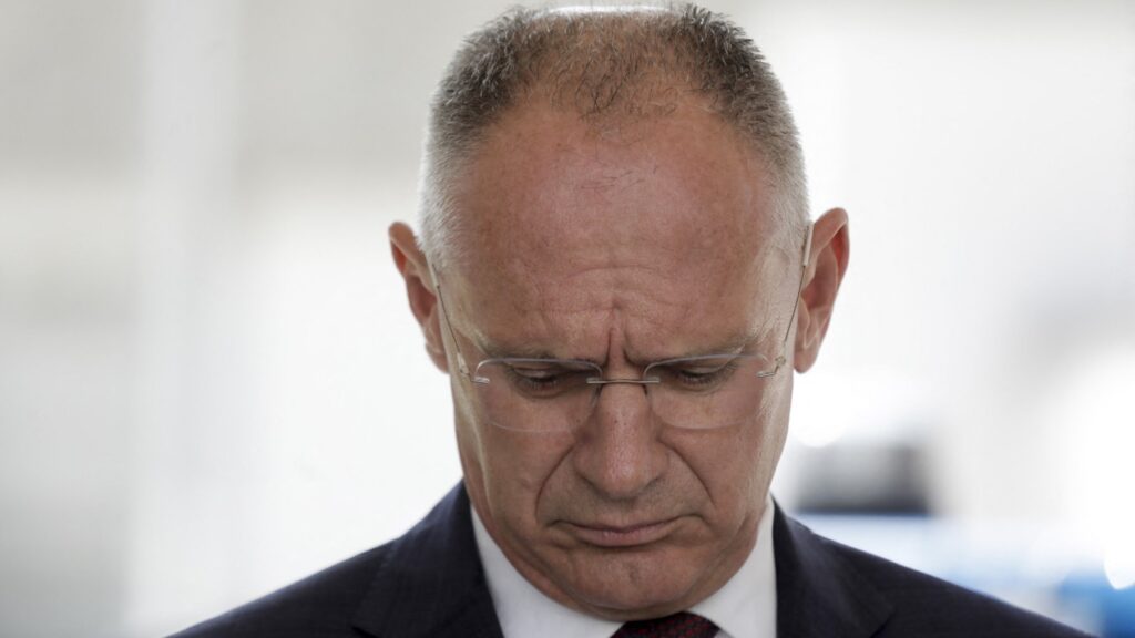 Austrian Interior minister Gerhard Karner attends a press conference near a school where several people died in a shooting, on June 10, 2025 in Graz, southeastern Austria.