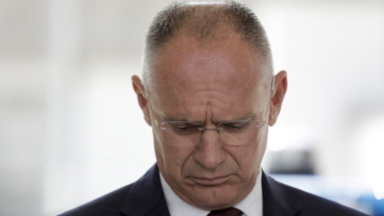 Austrian Interior minister Gerhard Karner attends a press conference near a school where several people died in a shooting, on June 10, 2025 in Graz, southeastern Austria.