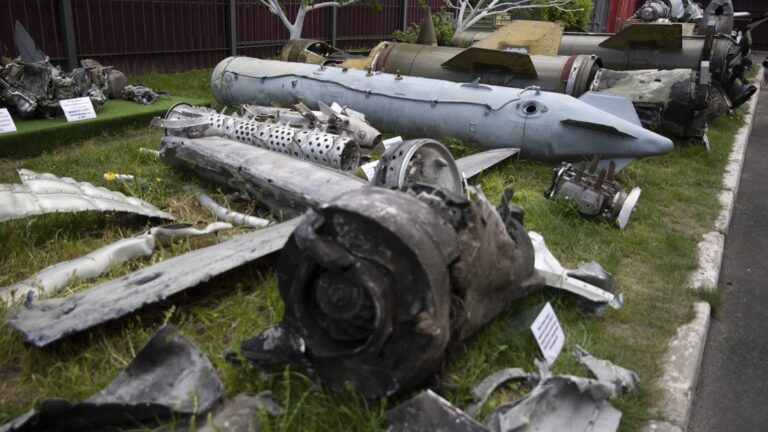 Remains of Russian missiles and drones, launched into Ukraine, in Kyiv in 2023