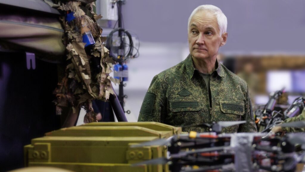 Russian Defence Minister Andrei Belousov inspects equipment of the Center for Advanced Unmanned Technologies "Rubicon".