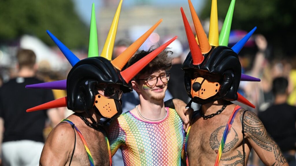 Participants of the Christopher Street Day (CSD) parade in Berlin on July 25, 2026