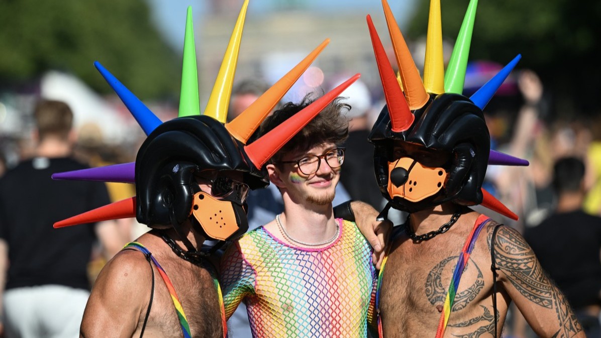Participants of the Christopher Street Day (CSD) parade in Berlin on July 25, 2026