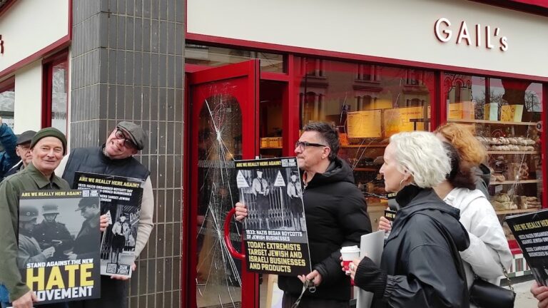 Protestors come out in support of the Archway branch of Gail’s, twice attacked by antisemitic vandals on account of its purported Jewish connections.