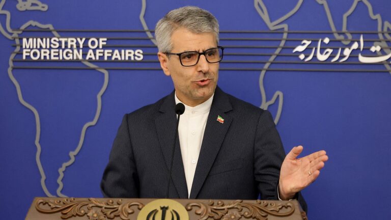 Iran’s foreign ministry spokesman Esmaeil Baghaei holds a weekly press conference in Tehran on October 28, 2024.